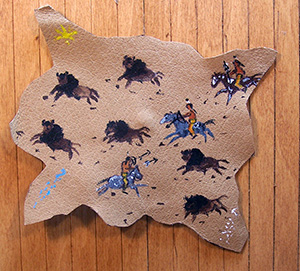 Hand Painted Buffalo Hunt Story Robe - Click Image to Close